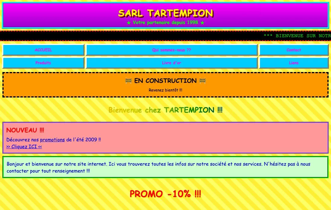 Exemple fictif de site d'entreprise daté